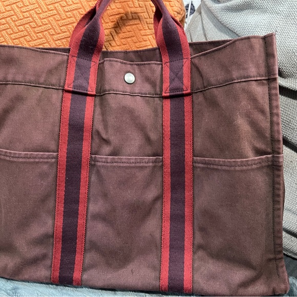 Well loved Hermes Fourre Tout canvas tote bag - Picture 3 of 10